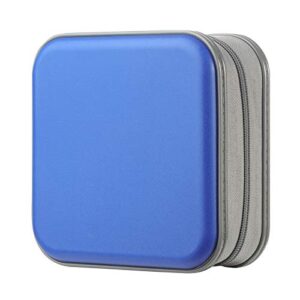 Capa para CD da alavisxf xx, capa de DVD de plástico rígido com 48 capacidades, suporte portátil para CD com zíper, bolsa carteira grande para carro, casa e viagens (azul, capacidade 48) (CDs)