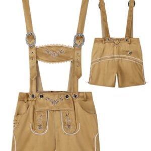 Giftdigger Oktoberfest Outfits masculino, fantasia de Lederhosen da Baviera alemã, fantasias tradicionais da Oktoberfest, fantasia do festival da cerveja, Marrom claro, P (Cervejas)