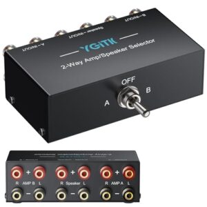 YGiTK Caixa YGiTKcx Seletora de Amplificador/Alto-Falante 2(1)-Entrada-1(2)-Saída, Seletor de Áudio de 2 Vias para Home Theater E Estúdio, Conectores Banana Banhados A Ouro, Sem Necessidade (Equipamentos)