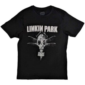 Camiseta Linkin Park com logotipo da banda de máscara de gás oficial unissex preta, Preto, P (CDs)