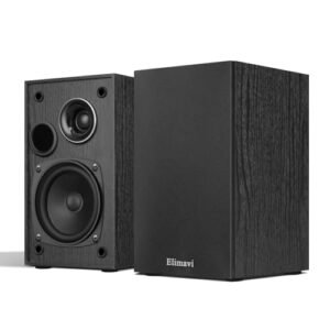 Elimavi Alto-falantes passivos de estante, design bidirecional com woofer de 10 cm e tweeter de buzina de seda, baixo de 60 Hz, ideal para casa, escritório e teatro (requer amplificador ou receptor (Equipamentos)