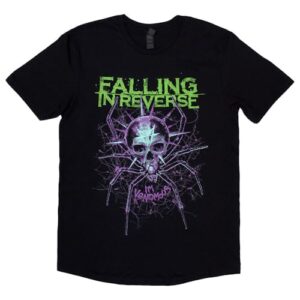 Camiseta com logotipo Falling in Reverse Spider Band tamanho M preta (CDs)