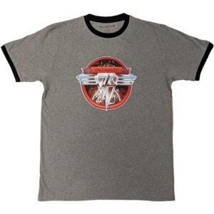 Camiseta Van Halen Ringer com logotipo da banda circular novo oficial unissex cinza, Cinza, G (CDs)