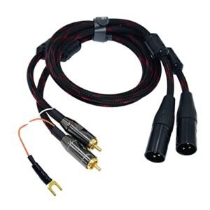 6,1 m de áudio duplo ultra baixo ruído 2 RCA para 2 XLR cabo de equilíbrio macho fio terra do toca-discos independente blindado linha de sinal pré-amplificador LP vinil gravador chassi conector (Equipamentos)