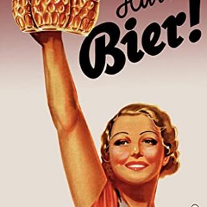 Hurra Bier Hooray Beer Funny German Oktoberfest Advertisement Vintage Brewery Decor Retro Decor Man Cave Stuff Bar Accessories Kitchen Decor Beer Signs Craft Cool Wall Art Print Poster 61 x 91 cm (Cervejas)