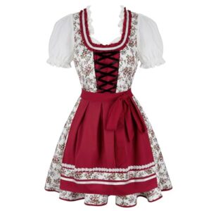 Lehauya Oktoberfest Fantasia feminina alemã bávara cerveja menina Dirndl vestido Oktoberfest vestido Oktoberfest, Vermelho 32011a, X-Large (Cervejas)
