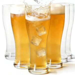 Etolies Conjunto de 6 copos de cerveja, copos transparentes, copos Pilsner de 473 ml, design curvo, estilo moderno, seguro para lava-louças (Cervejas)