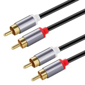 HOWAWU 2 cabos RCA 1,5 m, cabo de áudio estéreo RCA macho para macho banhado a ouro para home theater, HDTV, consoles de jogos, sistemas Hi-Fi, amplificadores, alto-falantes, leitor de CD (Equipamentos)