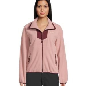 Columbia Jaqueta feminina de lã Sequoia Grove com zíper completo, borracha rosa/vinho rico, média, Borracha Rosa/Vinho Rico, M (Vinhos)