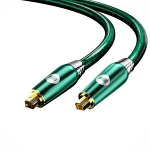 KAIBOER Cabo de áudio óptico digital para soundbar, TV, Home Theater, sistema de áudio - banhado a ouro 24K, cabo de fibra óptica de alta fidelidade para som cristalino, esmeralda, 1,5 m (Equipamentos)