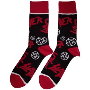 Rock Off officially licensed products Meias de tornozelo com logotipo da banda Slayer e pentegrama, tamanho único, Preto, UK Size 7-11 (CDs)