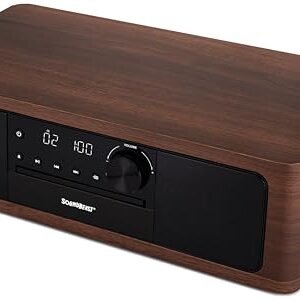SoundBeast Sistema de prateleira estéreo com leitor de CD, Bluetooth, rádio FM, reprodução USB, entrada auxiliar, entrada óptica, despertador e controle remoto (Equipamentos)