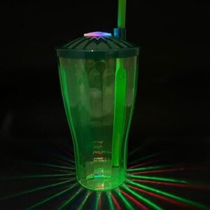 Kit 2 Copos com LED RGB 600ml | Efeito Raio | Exclusivo | Tampa Iluminada(VERDE) (Cervejas)