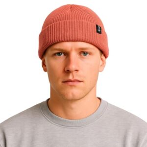 Gorro Curto Touca de Lã Tricô Canelado Estilo Marinheiro Docker Beanie Unissex Frio Intenso Básico Adulto Preto Cinza Vinho Rosa Azul Verde (Terracota) (Vinhos)
