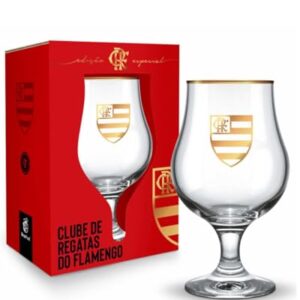 Taça Flamengo Oficial Licenciada 400ml Vidro Premium com Borda Dourada | Taça Cerveja Mengão Nação Rubro-Negra | Presente Torcedor Flamenguista (Cervejas)