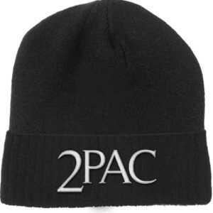 Gorro com logotipo Tupac 2Pac novo oficial preto unissex, Preto, Tamanho �nico (CDs)
