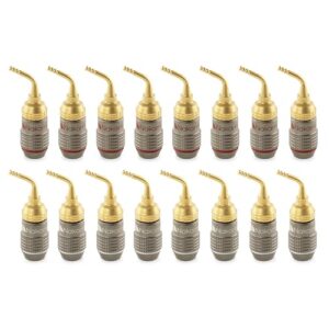 Nakamichi FanLock Série Excel Plugue Banana de Pino 2 mm Banhado a Ouro 24k, 10 AWG–18 AWG, 4 mm, Para Alto-Falantes Com Spring Clip e Amplificadores Hi-Fi. Conector Rápido, 16 Peças (8-Pares) (Equipamentos)