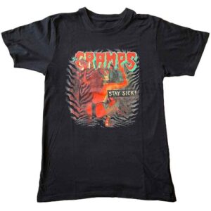 The Cramps Camiseta com logotipo da banda Stay Sick oficial masculina preta, Preto, XGG (CDs)