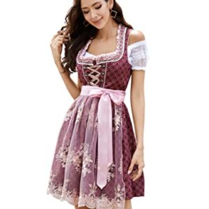GloryStar Vestido feminino alemão Dirndl tradicional bávaro jardim de cerveja 3 peças Oktoberfest fantasias coração M (Cervejas)