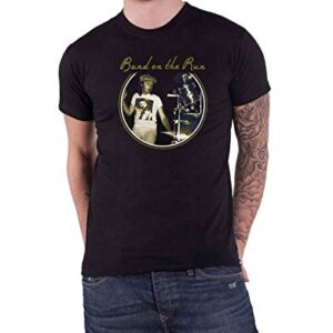 Paul McCartney Camiseta Wings Band On The Run Logo oficial masculina preta, Preto, GG (CDs)
