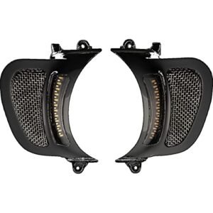 Custom Dynamics Inserções de ventilação CD-RG-V-AW2-B com luzes LED - preto brilhante com malha inoxidável natural (CDs)