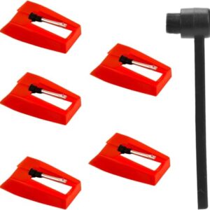5 agulhas para toca-discos, caneta de substituição para toca-discos com escova de limpeza para toca-discos Victrola, 1byone, Crosley, ION, Jensen LP, toca-discos de vinil (Equipamentos)