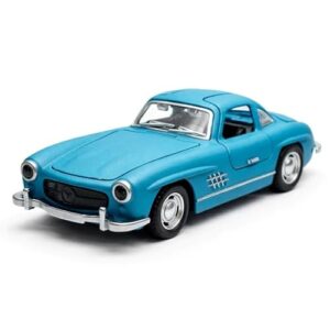 Miniatura M e r c e d e s 300 SL 1:34 Metal Asa de Gaivota – Carrinho Clássico de Luxo Colecionável POWER TOYS (Azul) (CDs)