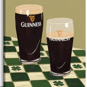 Arte de parede de cerveja irlandesa emoldurada homem caverna decoração de parede pintura robusta pôster imagens bar pub sala de estar cozinha homens caverna decoração de casa 30 x 40 cm (Cervejas)