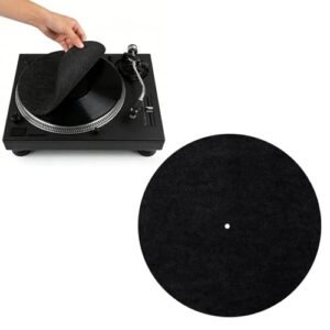 1 tapete giratório de 30 cm, tapetes de feltro de 3 mm para toca-discos de vinil e tapete deslizante, tapete de vinil e estabilizador para redução de ruído e estática de som, tapete preto para (Equipamentos)