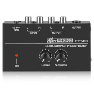 110-240 V Amplificador de Fone de Ouvido Estéreo, 4 Canais Caixa de Som​ de Áudio Estéreo de Metal, Pre Amplificador para Toca Discos de Vinil (Discos de Vinil)