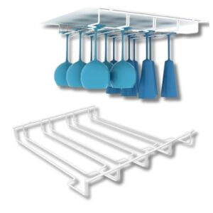 Suporte Organizador para Taças de Vinho e Champanhe Suspenso Em Aço Reforçado Capacidade para 12 Taças Ideal para Prateleira, Armário de Cozinha Adega ou Bar Porta Taças Cor Branco 34x29cm (Vinhos)