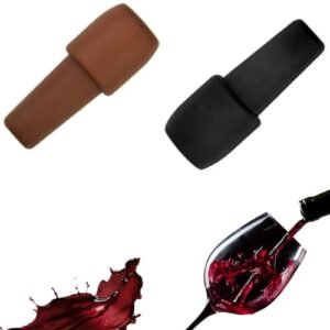 Kit Tampa Rolha de Silicone Reutilizável para Vinho Vedação Hermética Sustentável Flexível e Compatível com Garrafas de Vinho e Espumante 2 Unidades JETBUY (Preta e Marrom) (Vinhos)