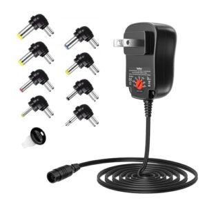 Belker Fonte de alimentação universal 12W 3V 4,5V 5V 6V 7,5V 9V 12V AC DC adaptador de alimentação para eletrônicos domésticos - máx. 1000mA (CDs)