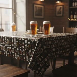Genérico, Toalha Mesa PVC Térmica Cerveja Chopp Fundo Preto 1,40x1,40 (Cervejas)