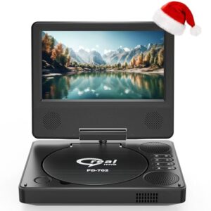 9.5" Portable DVD Player with 7.5" Swivel Display Screen, 5-Hour Built-in Rechargeable Battery, Car DVD Player,Supports SD Card/USB/CD/DVD and Multiple Disc Formats, High Volume Speaker,Black…… (CDs)