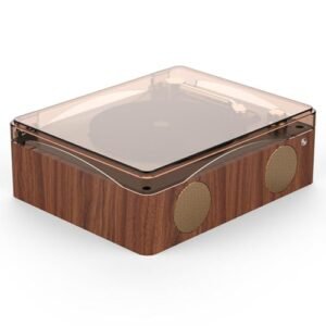Leitor de CD retrô com Bluetooth e alto-falantes, toca-discos portátil Hi-Fi, reprodução USB/AUX, bateria de 2500mAh, toca-discos LP e modo sem fio,Brass (Equipamentos)