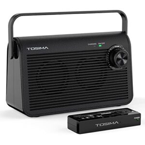 Tosima Caixa Tosimacx de Som Sem Fio Tv-9000,cx de Som Portátil para Tv, Ideal para Pessoas com Dificuldade de Audição E Idosos, Transmissor Rf 2.4G com Alcance de 30M/100Ft, Bateria Recarregável (CDs)