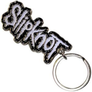 Rock Off officially licensed products Chaveiro com logotipo branco e borda preta, logotipo da banda Slipknot, tamanho único (CDs)