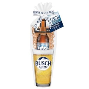 Marketplace Brands Busch Light Beer Pint Glass Conjunto de 3 peças para presente com abridor de garrafa e pretzels (Cervejas)