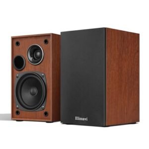 Elimavi Alto-falantes passivos de estante, design bidirecional com woofer de 10 cm e tweeter de buzina de seda, baixo de 60 Hz, ideal para casa, escritório e teatro (requer amplificador ou receptor (Equipamentos)