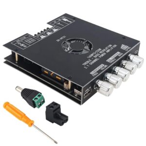 DiGiYes Placa Amplificadora Bluetooth Zk-Ht21 com Chips Hi-Fi Tda7498E, 2.1 Canais, 160W X 2 + 220W para Subwoofer, Módulo Amplificador de Áudio Estéreo Mini Paracx de Som Domésticas Diy com Controle (Equipamentos)