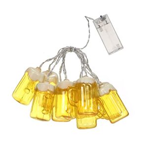 5FT 10LED Luzes de corda para caneca de cerveja de Natal Luzes de fadas decorativas LED Luzes suspensas Modo de luz sempre ligado para festivais Festas de carnaval de Páscoa type2 (Cervejas)
