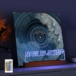 YuanDian Suporte para Discos de Vinil Iluminado, Em Madeira E Acrílico, para Exibição E Armazenamento de Álbuns de Vinil. Prateleira de Led com 16 Luzes de Cores Variáveis. (Equipamentos)