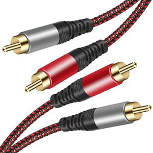 Cabo RCA de 1,8 m, 2Rca macho para 2-RCA macho cabo subwoofer estéreo [som Hi-Fi] Cabo de áudio auxiliar trançado de nylon para Home Theater, HDTV, amplificadores, sistemas Hi-Fi, alto-falantes e etc (Equipamentos)
