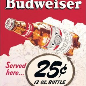 Desperate Enterprises Budweiser - 25 Cents Tin Sign - Nostalgic Vintage Metal Wall Décor - Made in USA (Cervejas)