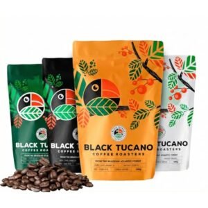 Kit de 4 Cafés Especiais Black Tucano Torrado e em Grãos 250g - Single Origin, Premium Blend, Honey Coffee e Organic Coffee (Café)