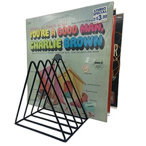 Suporte para armazenamento de discos de vinil – Porta-revistas e porta-livros de arame de metal triangular premium comporta discos de álbum de até 33 Lp, organizador de vinil funcional e contemporâneo (Equipamentos)