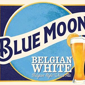 Desperate Enterprises Blue Moon Belgian Wheat Tin Sign - Nostalgic Vintage Metal Wall Decor - Made in USA (Cervejas)