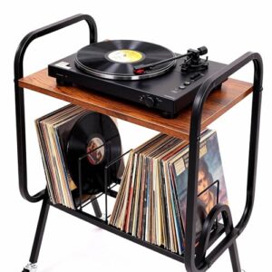 DZMDZM Suporte para toca-discos VINYL 80-100 LP - Suporte de vinil de 2 níveis - Montagem rápida - Rack de armazenamento de discos de vinil - Organize álbuns - livro, revista (metal preto fosco) (Equipamentos)