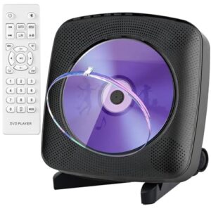 Leitor de DVD VCD Portátil para TV, Doméstica Montagem de Mesa/Parede, Leitor de CD de Música, Alto-Falantes Bluetooth, Controle Remoto, Suporta Rádio FM, MP3, WMA, AVI, Drive USB (CDs)